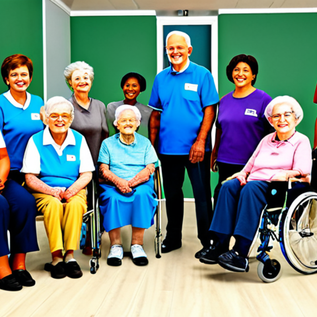 의도적 공동체의 노인 및 장애인 지원 방안 - "A diverse group of volunteers assisting elderly individuals at a community center, fully clothed, a...