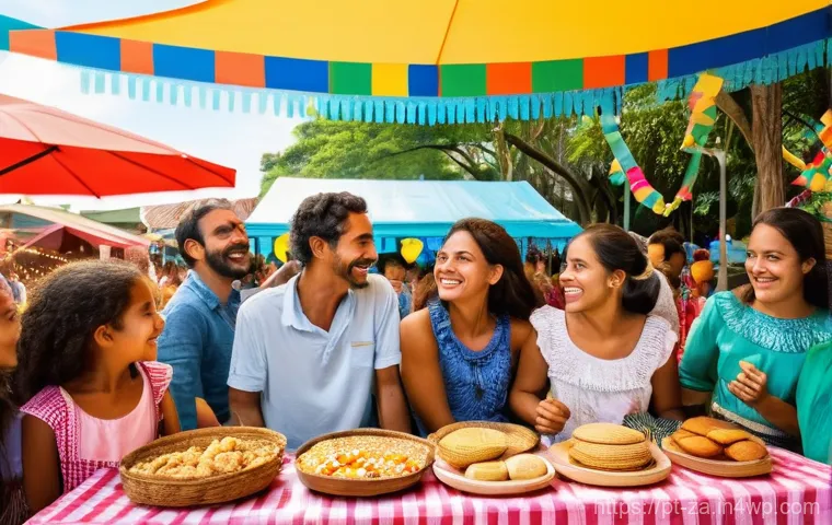 의도적 공동체의 지역 문화 행사 개최하기 - **Prompt:** A vibrant, sun-drenched street festival in a charming Brazilian neighborhood, celebratin...