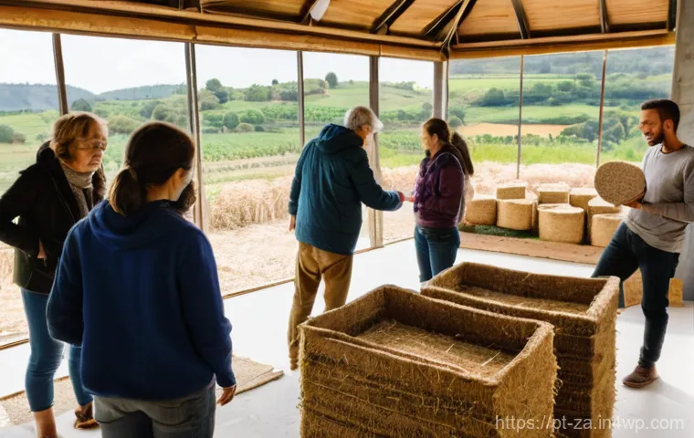 의도적 공동체와 지역 농업의 상생 모델 - A detailed depiction of regenerative agriculture in action within a thriving Portuguese ecovillage. ...